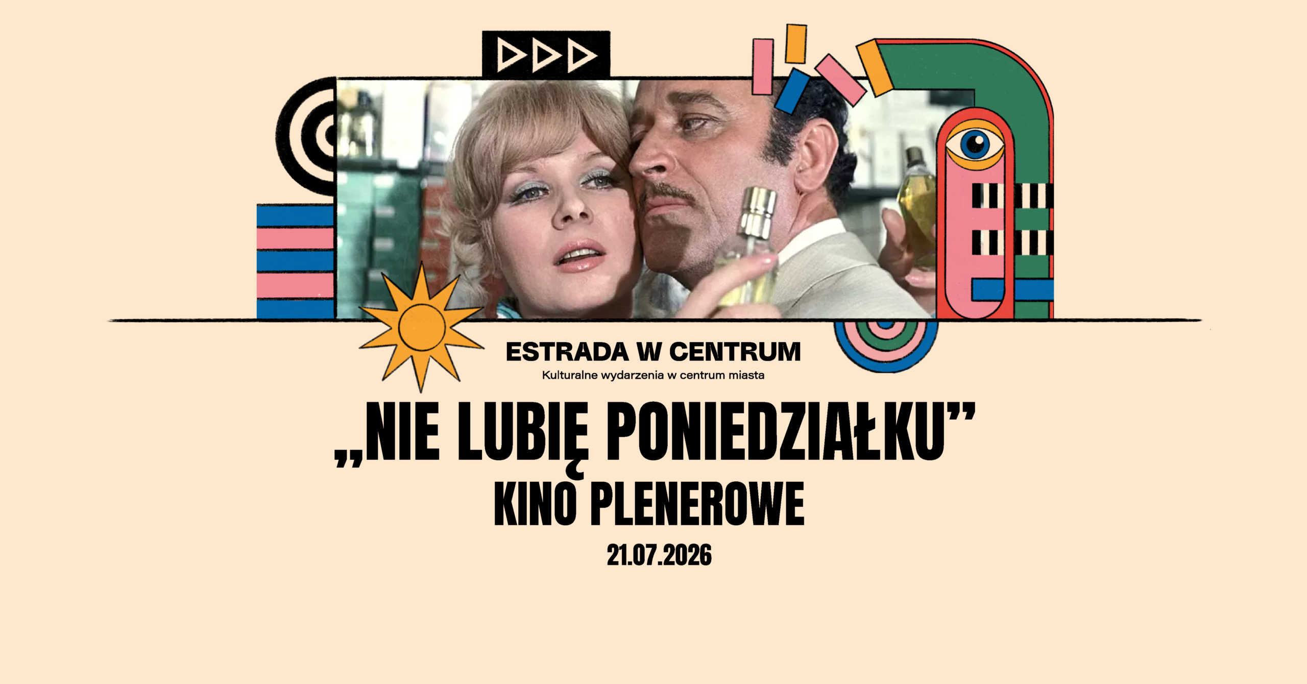 Plenerowy seans filmu „Nie lubię poniedziałku”, reż Tadeusz Chmielewski