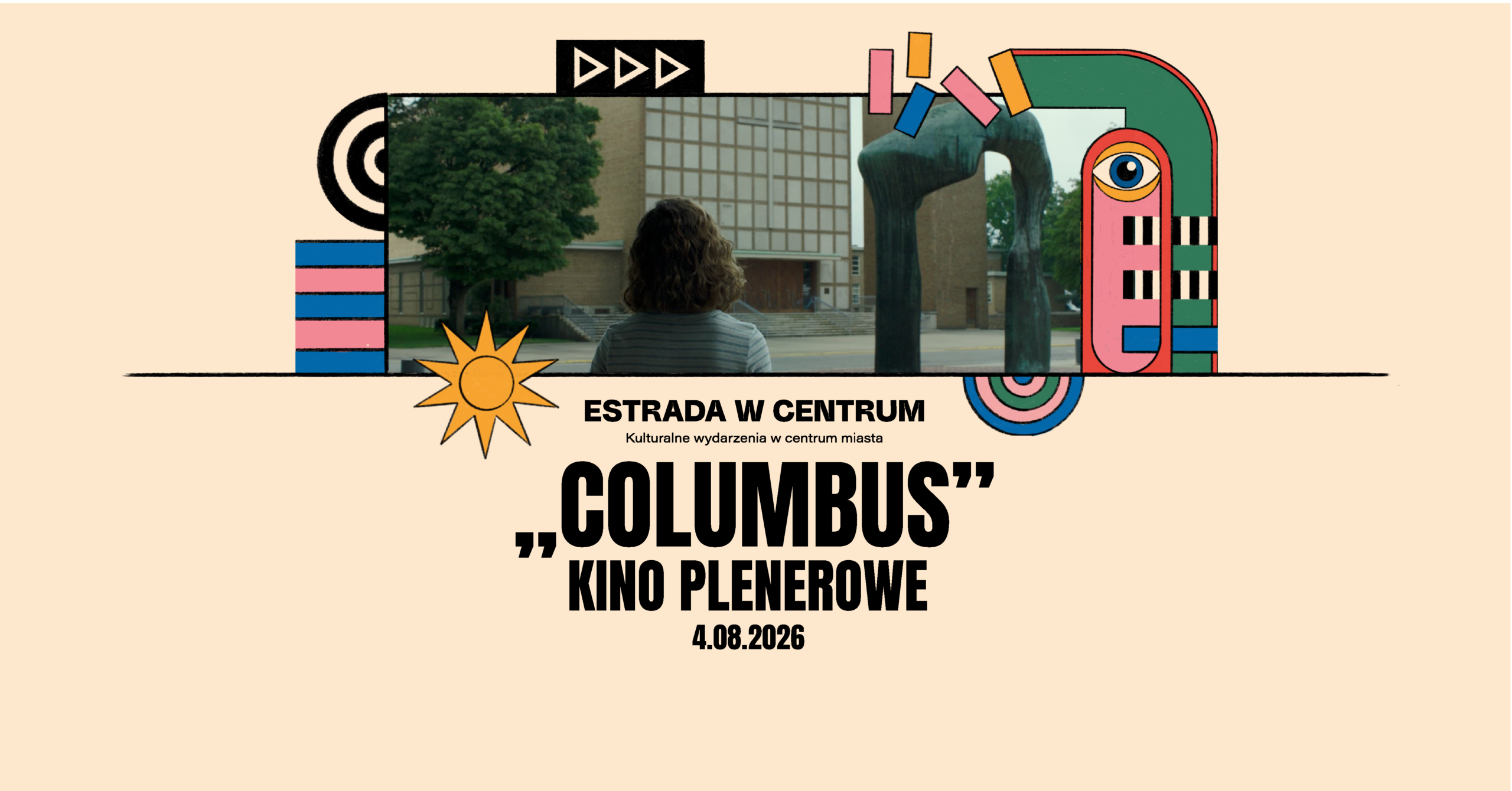 Plenerowy seans filmu „Columbus” (2007), reż. Kogonada
